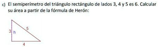 SOLVED: calcular El area y el perimetro El semiperímetro del triángulo ...