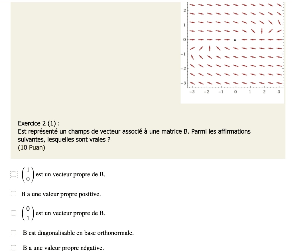 SOLVED: Exercice 2 (1) Est Represente Un Champs De Vecteur Associe A ...