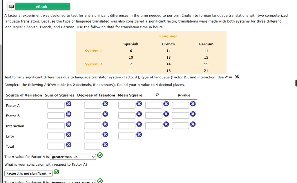 SOLVED: EBook Factorial Experiment Was Designed To Test For Any ...