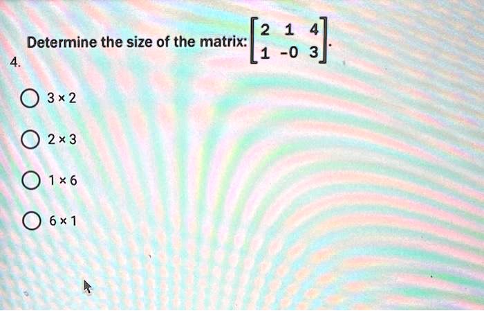 Solved Could Someone Describe How To Do Matrices Thank You Determine The Size Of The