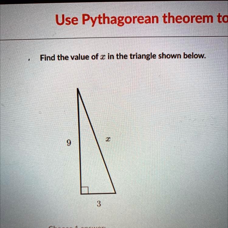 find the value of x in a triangle pythagorean theorem