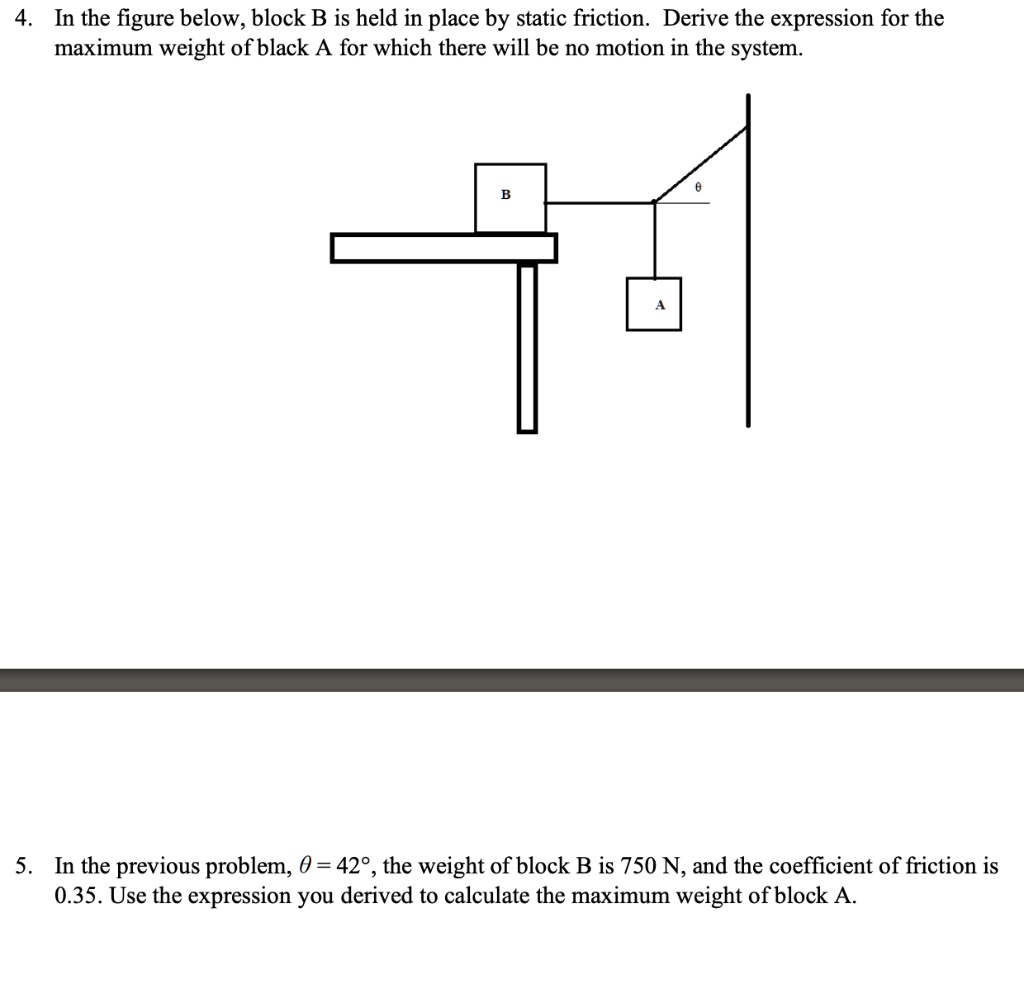SOLVED: In the figure below, block B is held in place by static ...