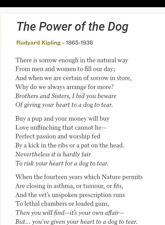  The Power Of The Dog Poem The Power Of The Dog Poem By Rudyard 