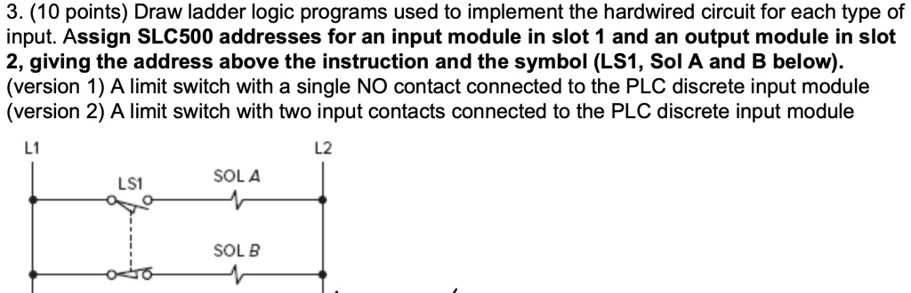 SOLVED: 3. (10 points) Draw ladder logic programs used to implement the ...