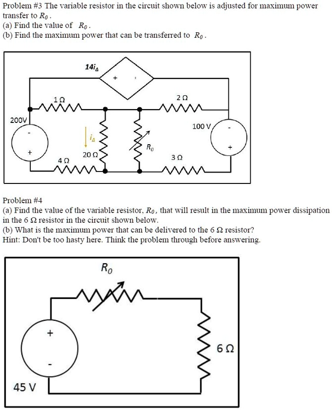 SOLVED Problem 3 The variable resistor in the circuit shown below is