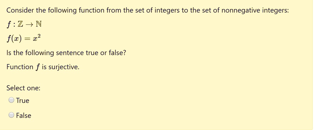 Solved Consider The Following Function From The Set Of Integers To The