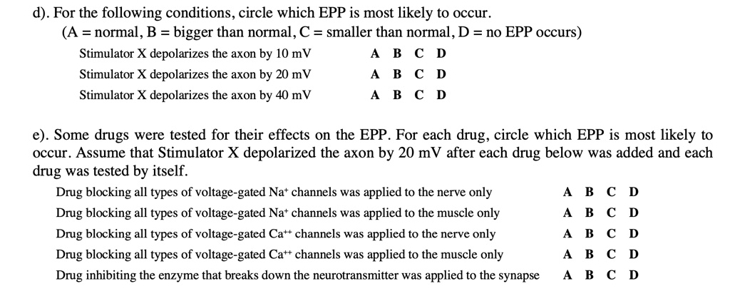 abcd use the top key to answer part d d for the following conditions circle which epp is most likely to occur a normal b bigger than normalc smaller than normal d no epp occurs stimulator x  04747