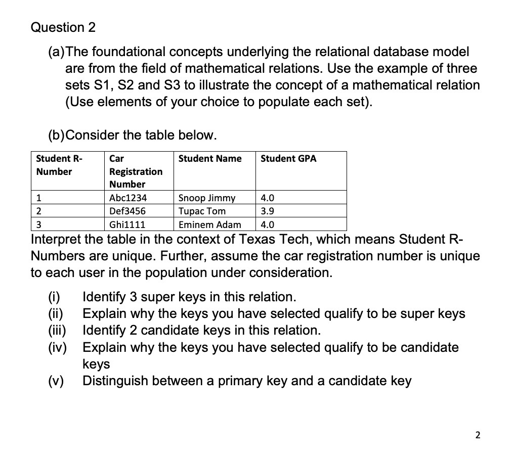 Question 2 athe foundational concepts underlying the...