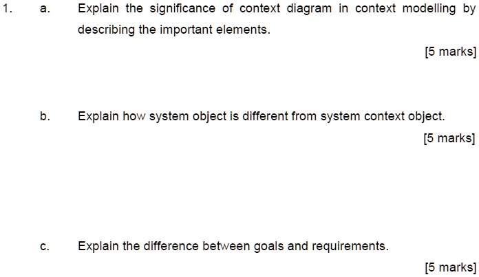 1. a. Explain the significance of context diagram in context modelling ...