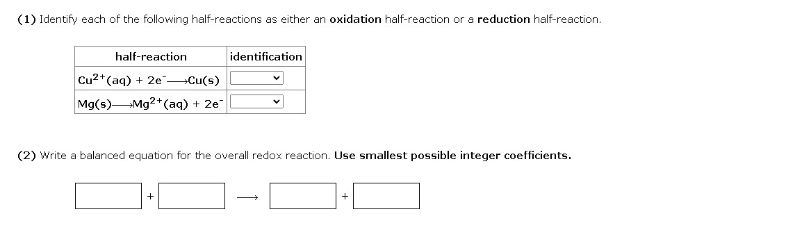 reduction half reaction