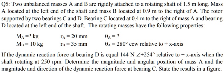 SOLVED: Theory of Machine Problem 5: Two unbalanced masses A and B are ...