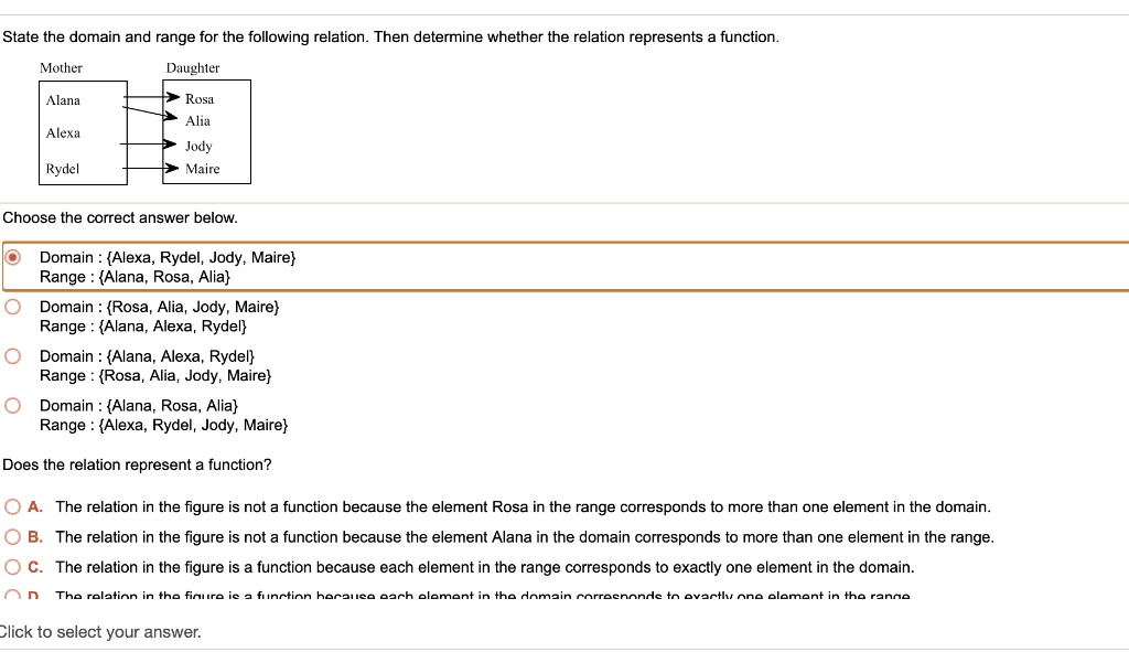 State The Domain And Range For The Following Relation Then Determine Whether The Relation 5833