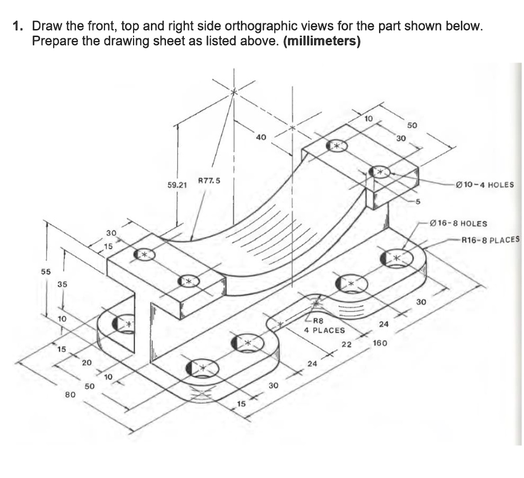 solved-orthographic-views-of-this-drawing-including-dimensions-in