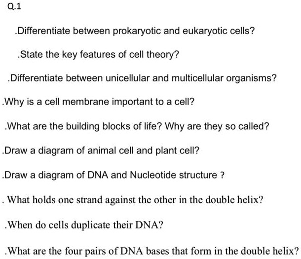 SOLVED 0.1 Differentiate between prokaryotic and eukaryotic cells