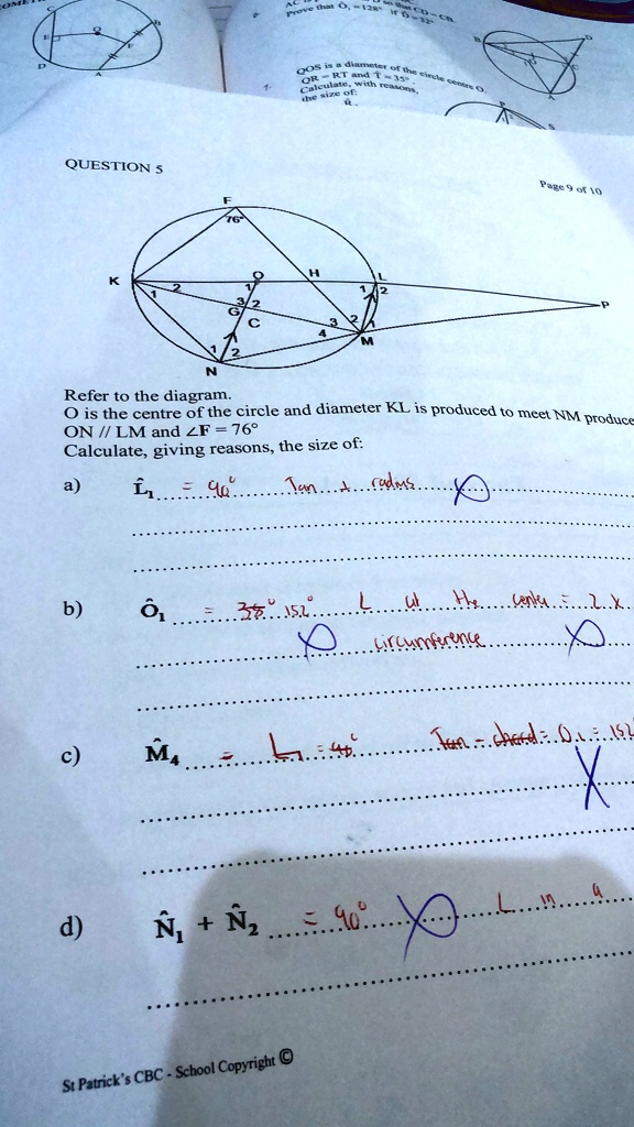 how do i find l1 ou 041ne et rt an4 to g eulet ketlt ltni question fape 00 refer t0 the diagram 0 is the centre of the circle and diameter kl is produced meet nm produce on lm and lf 768 ca 85558