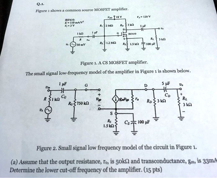 Q.1. Figure 1 shows a common source MOSFET amplifier V0018V IRF610 ...