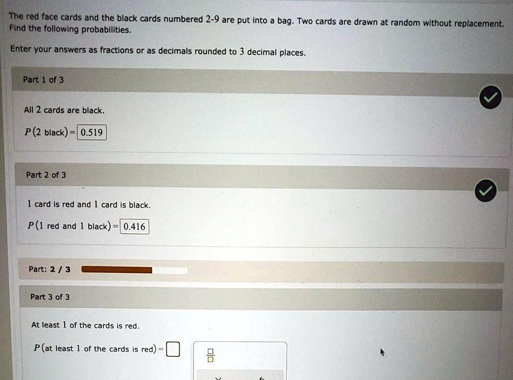 The red face cards and the black cards numbered 29 are put into a bag