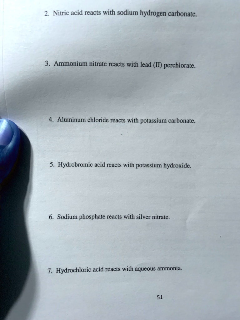 SOLVED Nitric acid reacts with sodium hydrogen carbonate. Ammonium