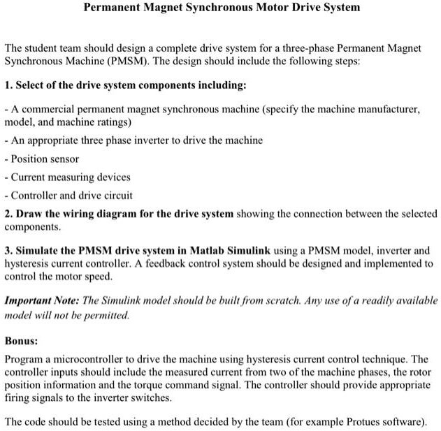SOLVED: Texts: PMSM Permanent Magnet Synchronous Motor Drive System The ...