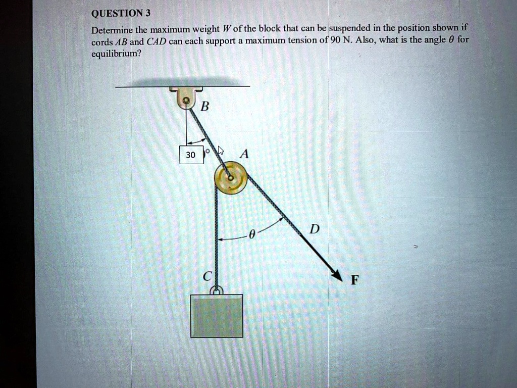 Solved question 3 determine the maximum weight w of the block that