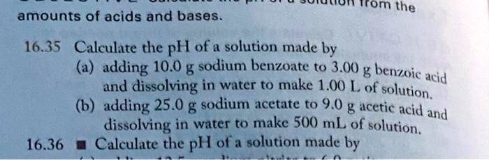 calculate the ph of the solutions below