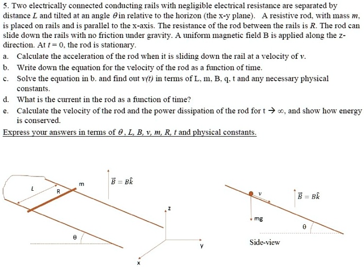 SOLVED:Two electrically connected conducting rails with negligible ...