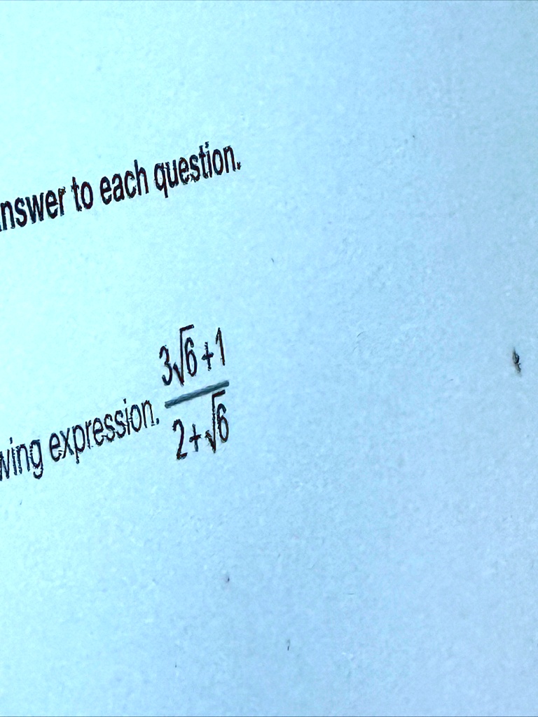 nswer to each question ning expression 3sqrt6 12 sqrt6 54196