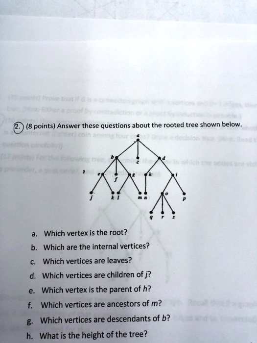 SOLVED: points) Answer these questions about the rooted tree shown ...