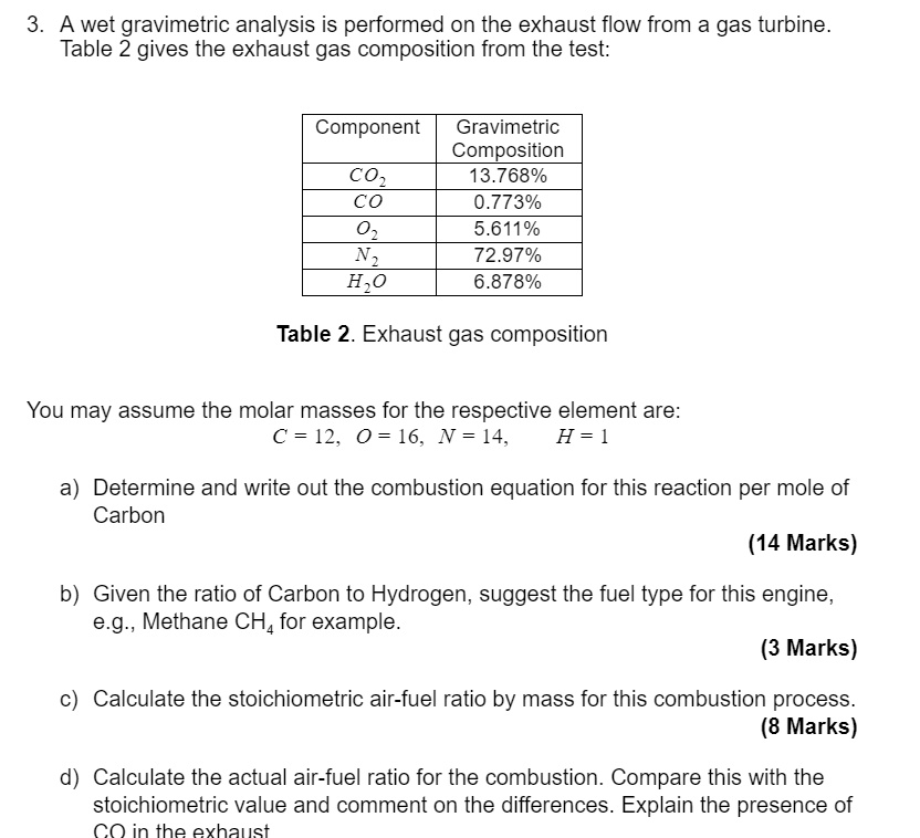 SOLVED A wet gravimetric analysis is performed on the exhaust flow