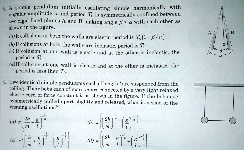 SOLVED: A Simple Pendulum Initially Oscillating Simple Harmonically ...