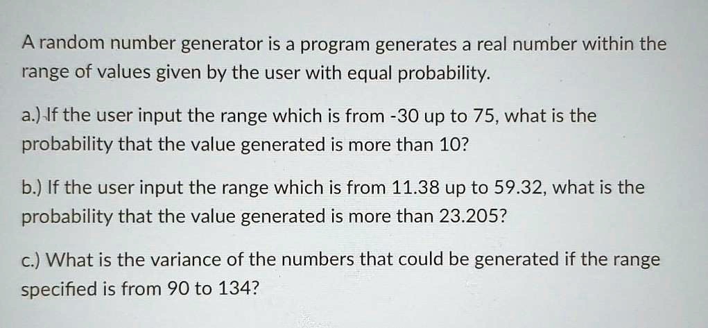 (): generating random numbers Images High Quality... A random number generator is a program that generates a real number ...