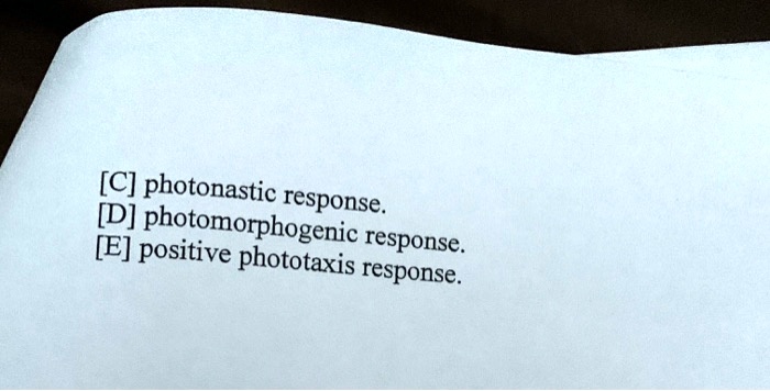 c photonastic d response photomorphogenics e positive phototexic response response 64928