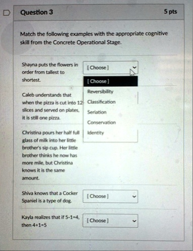 question 3 5 pts match the following examples with the appropriate ...