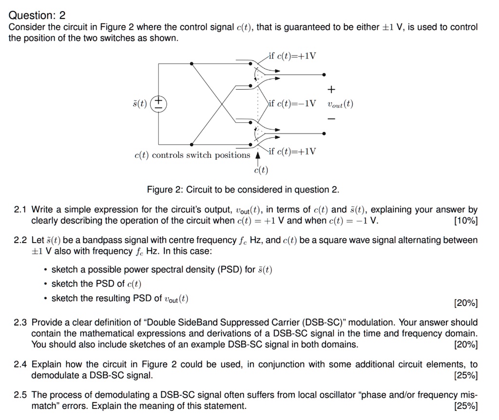 Question 2 Consider the circuit in Figure 2 where the control signal c
