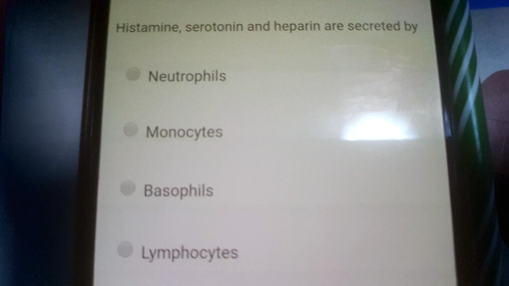 SOLVED Please answer fast It's urgent Histamine, serotonin and heparin