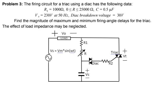 Problem 3: The firing circuit for a triac using a diac has the ...