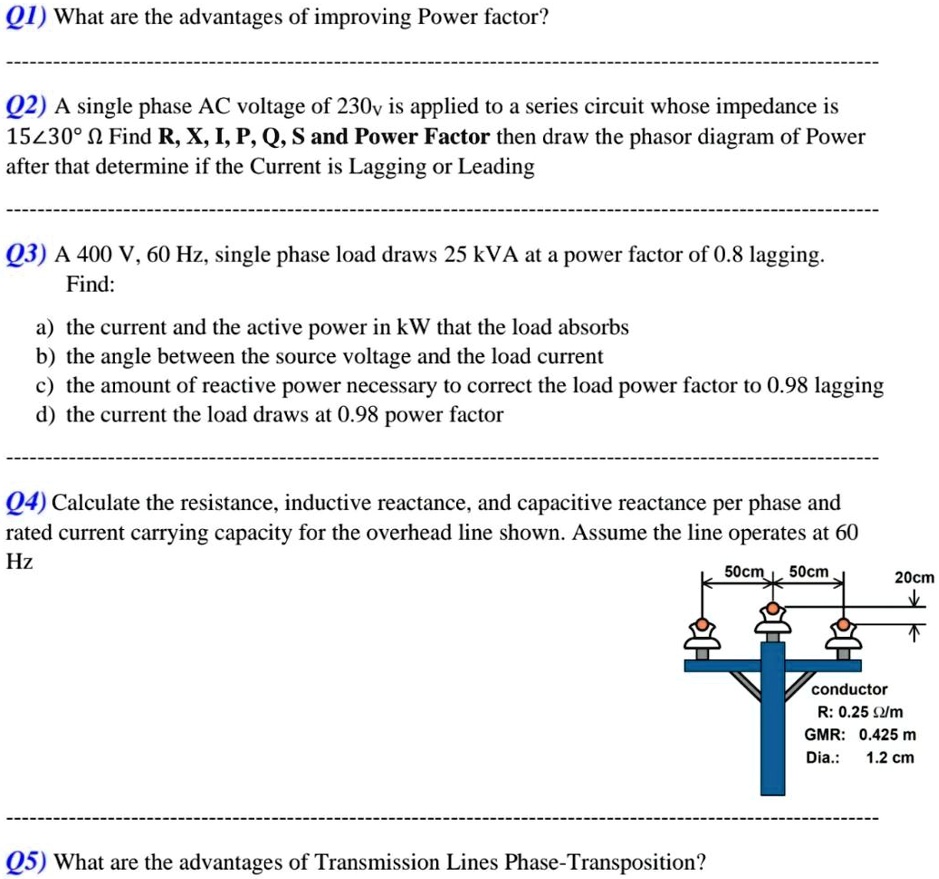 ol what are the advantages of improving power factor o2 a single phase ...