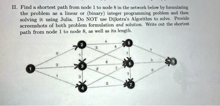 SOLVED: Please help formulate and find the shortest path from node 1 to ...