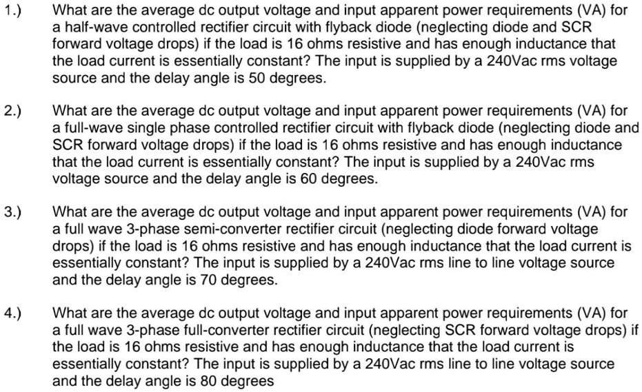 SOLVED 1.) What are the average dc output voltage and input apparent