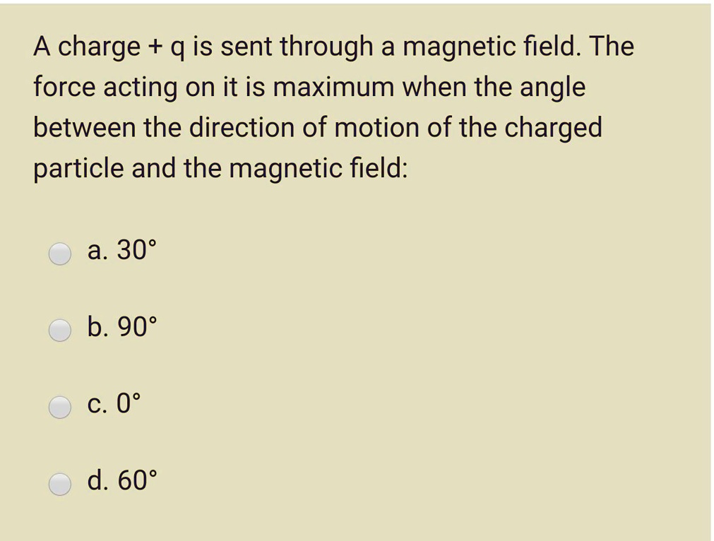 SOLVED: A charge + q is sent through a magnetic field. The force acting ...