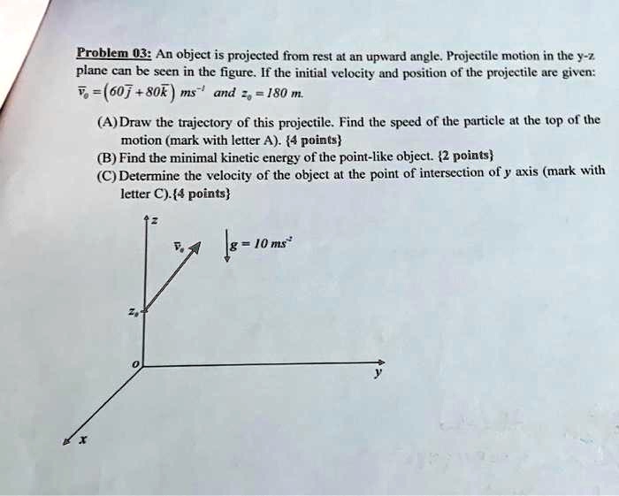 SOLVED: Problem 03: An object is projected from rest at an upward angle ...