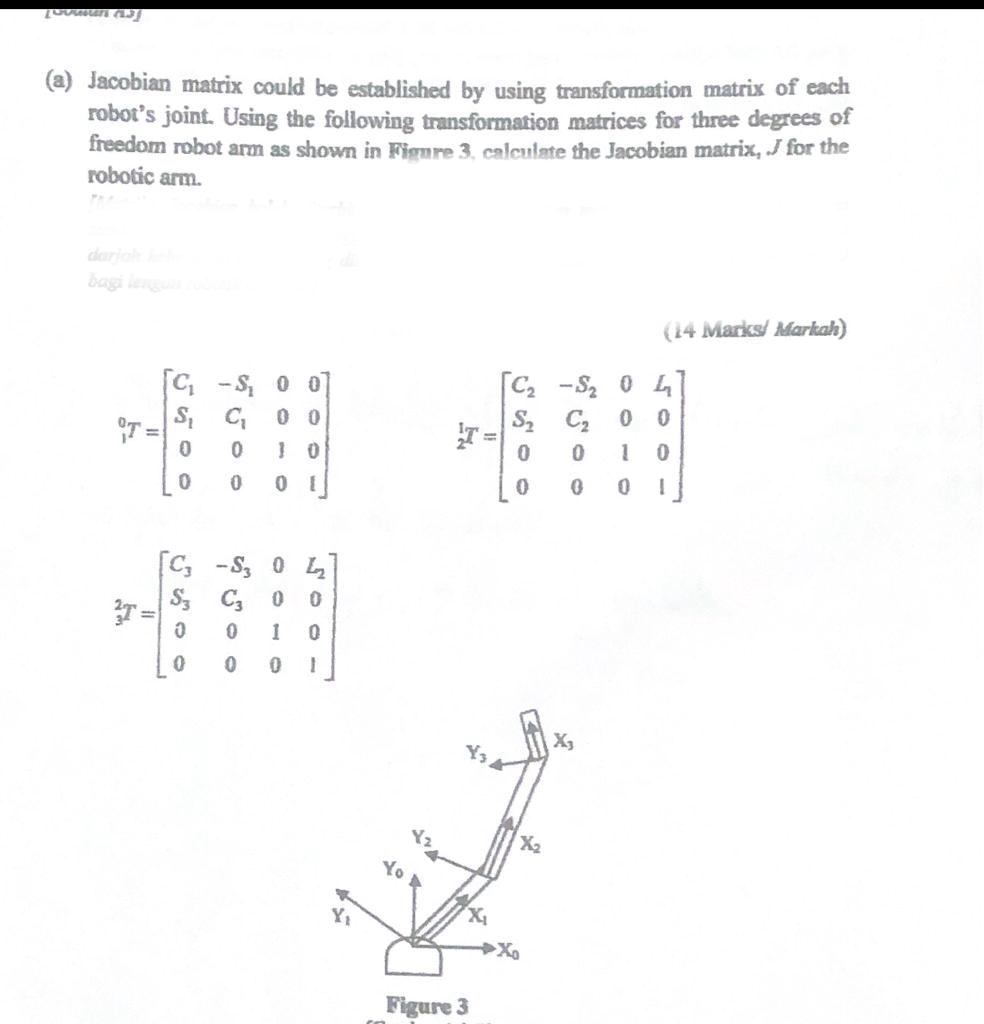 SOLVED: The Jacobian matrix could be established by using the ...