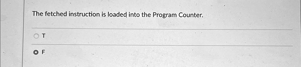 The fetched instruction is loaded into the Program Counter.

T
F