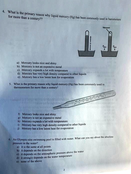 SOLVED What is the primary for more than rrcason why liquid mercury