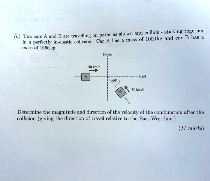 SOLVED: As Shown And Collide Sticking Together Two Cars And B Are ...