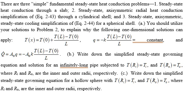 SOLVED: There are three simple fundamental steady-state heat conduction ...