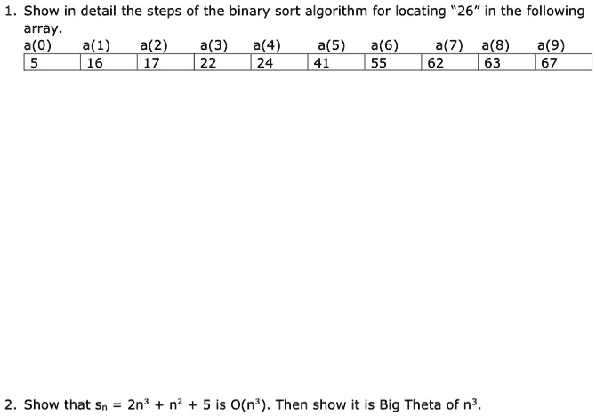 SOLVED:Show In Detail The Steps Of The Binary Sort Algorithm For ...