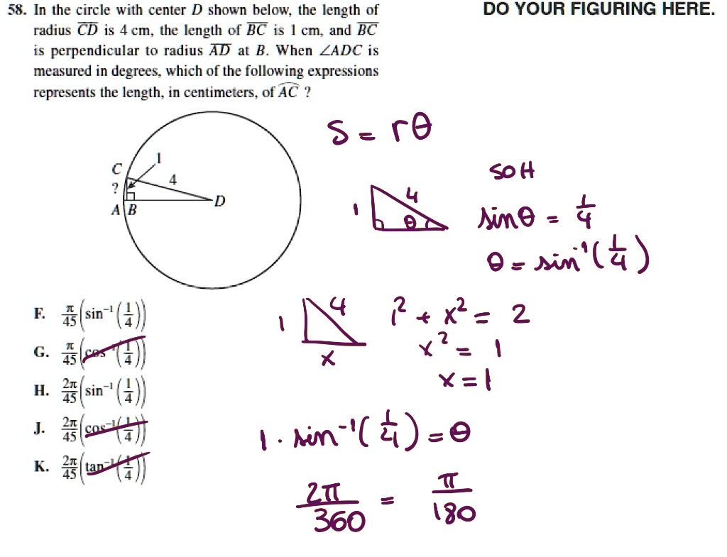 SOLVED: In the circle with center D shown below, the length of radius ...