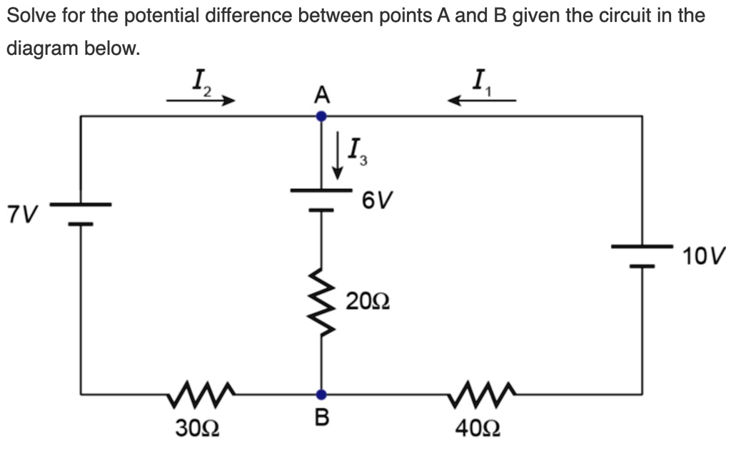 SOLVED: Solve for the potential difference between points A and B given ...