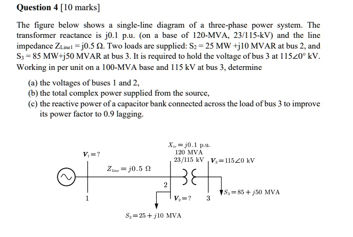 SOLVED: Question 4 [10 marks] The figure below shows a single-line ...